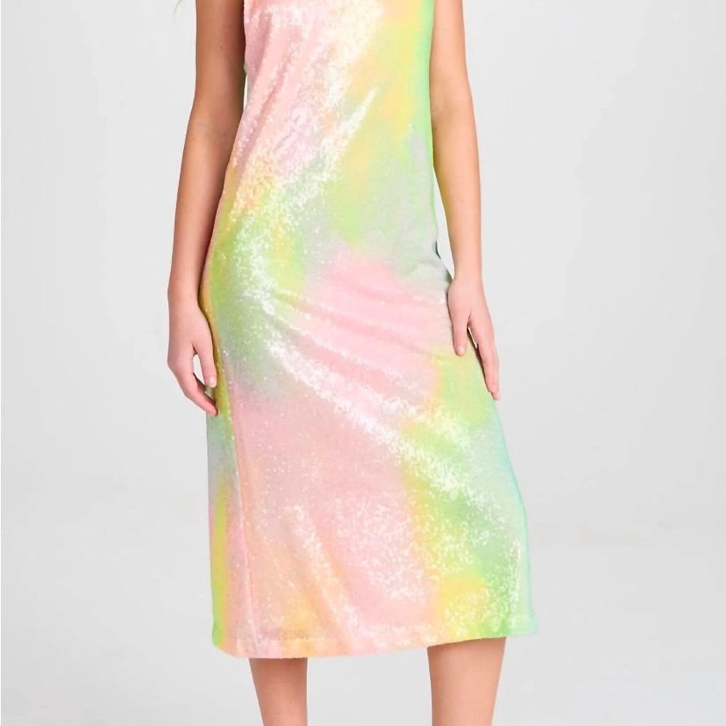 Stine Goya Pink And Green Sheath Midi Dress For Cocktail